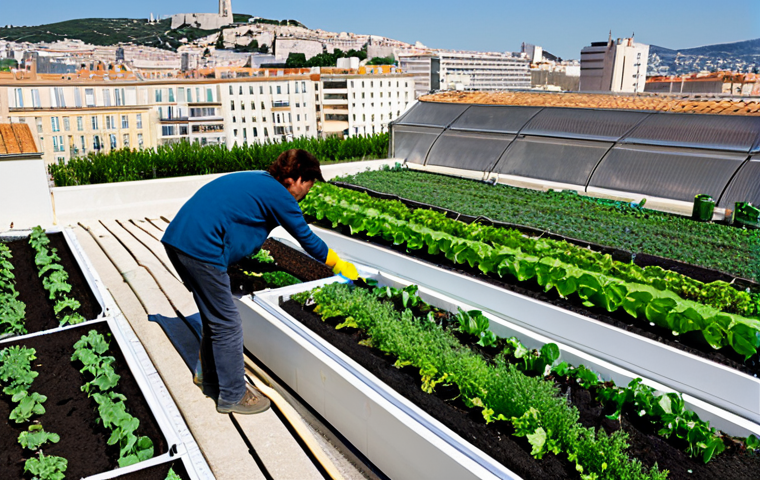 옥상 정원 조경에서의 디자인 실수 피하기 - Urban Oasis**

A rooftop garden in Paris, France. Lush green plants, colorful flowers in terracotta ...