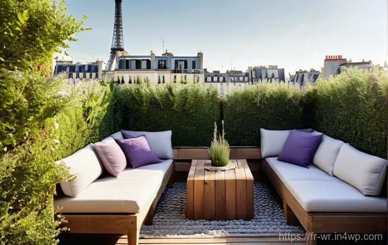 옥상 정원 식물 배치 전략 - **Prompt 1: A Tranquil Parisian Rooftop Oasis at Golden Hour**
A serene and inviting rooftop gar...