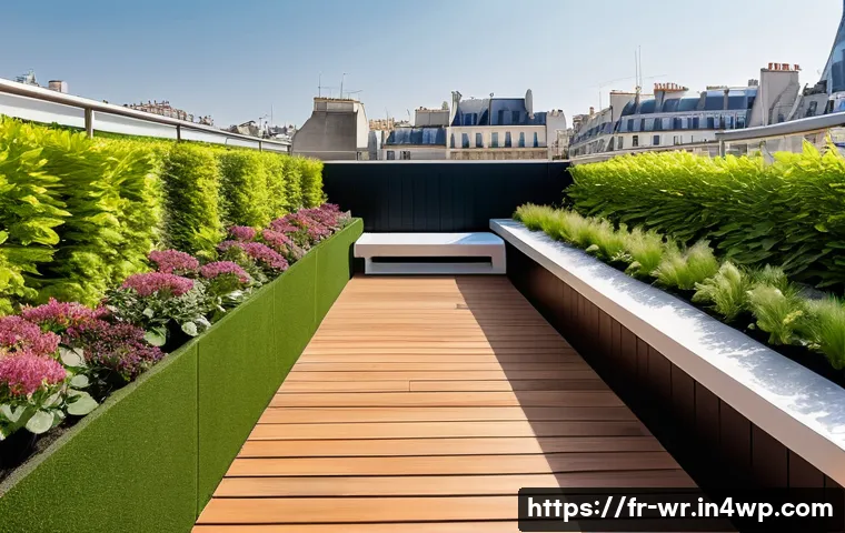 옥상 정원 조성 시 보안 고려사항 - **"A beautifully designed urban rooftop garden in Paris, showcasing impeccable structural integrity ...